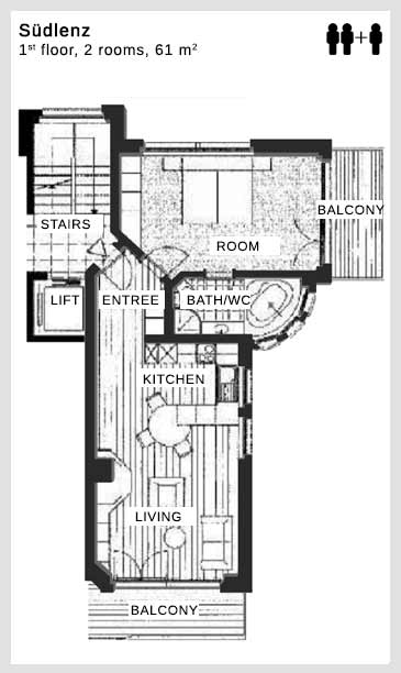 Floor plan apartment Südlenz Dolce Vita Saas-Fee Floor plan apartment Südlenz Dolce Vita Saas-Fee