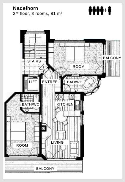 Floor plan apartment Nadelhorn Dolce Vita Saas-Fee